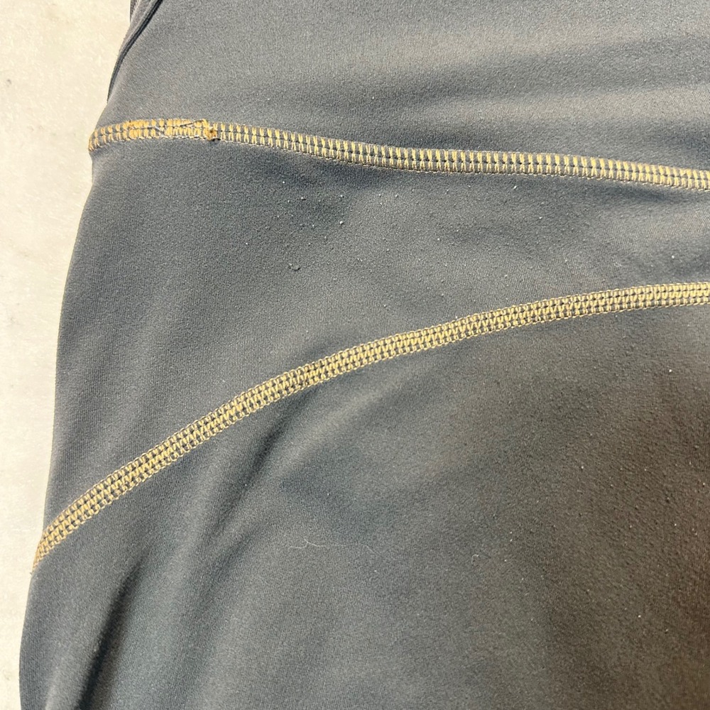 Athleta High Rise Mesh Ladder Cutout Leggings Gray Gold Stitch XS 869241-04 FA17 - Picture 9 of 11